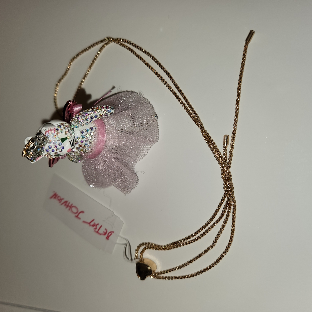 Betsey Johnson Elegant Cat Pendant with Pink and Silver Accents - Picture 3 of 8